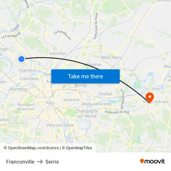 Franconville to Serris map