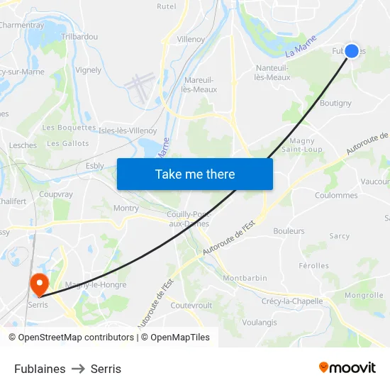 Fublaines to Serris map