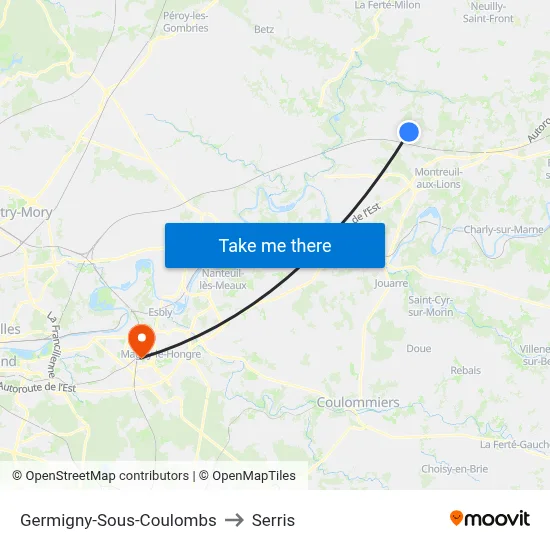 Germigny-Sous-Coulombs to Serris map