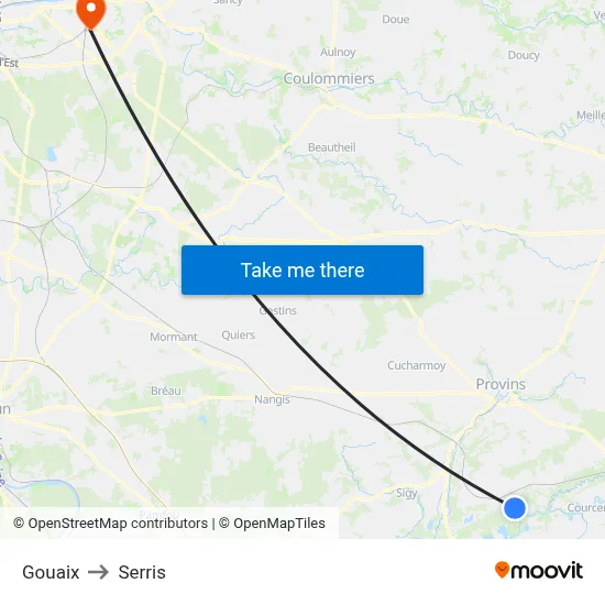 Gouaix to Serris map
