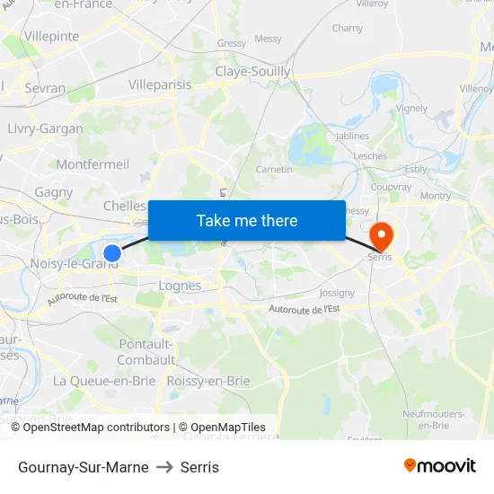Gournay-Sur-Marne to Serris map
