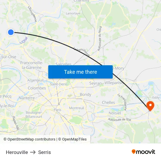 Herouville to Serris map