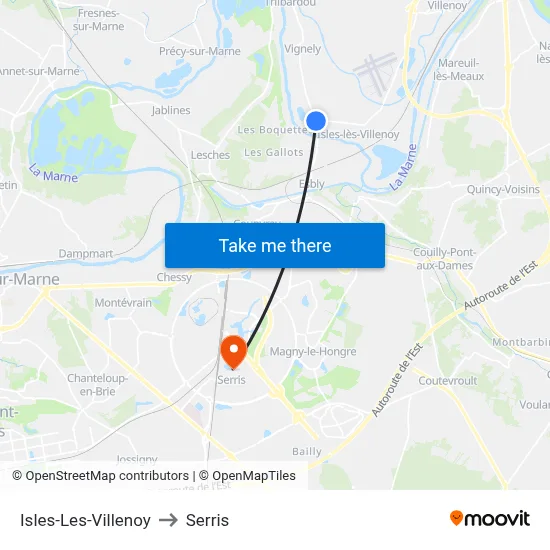 Isles-Les-Villenoy to Serris map
