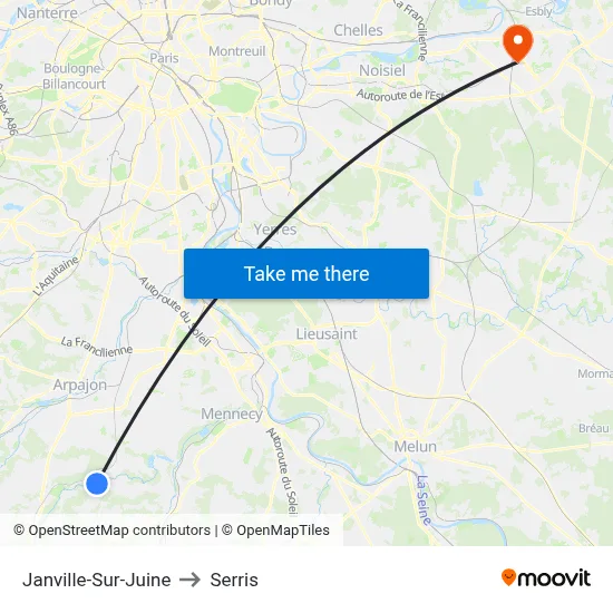 Janville-Sur-Juine to Serris map