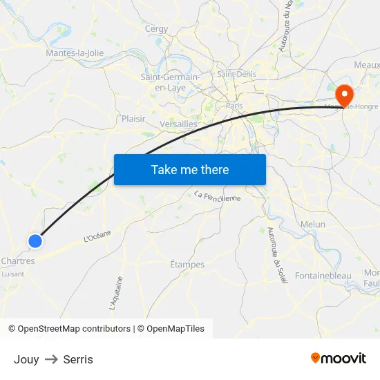 Jouy to Serris map
