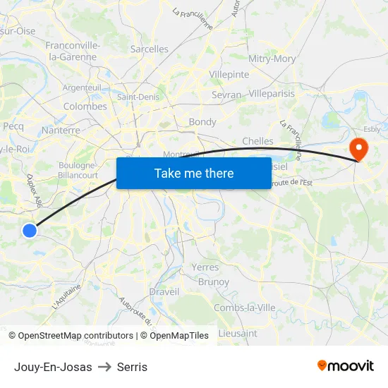 Jouy-En-Josas to Serris map