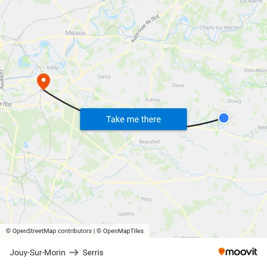 Jouy-Sur-Morin to Serris map