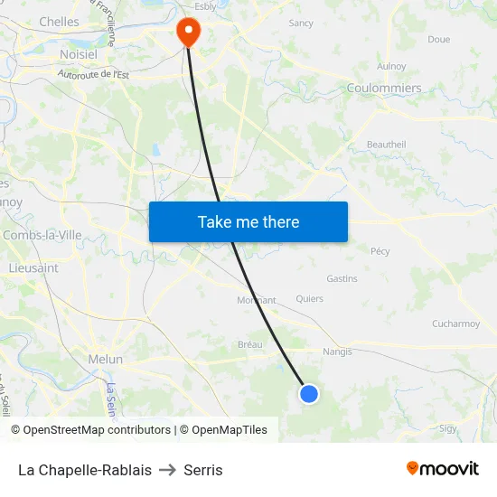 La Chapelle-Rablais to Serris map