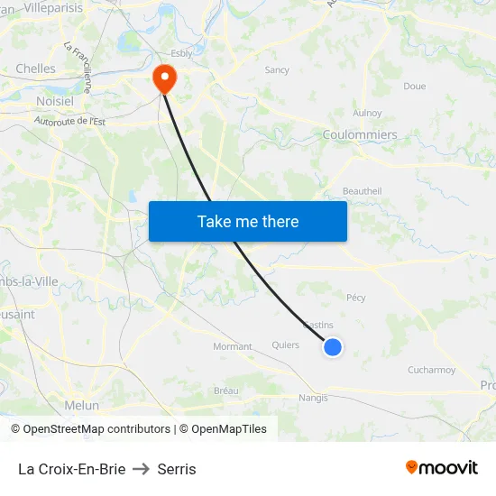 La Croix-En-Brie to Serris map