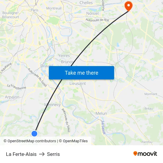 La Ferte-Alais to Serris map