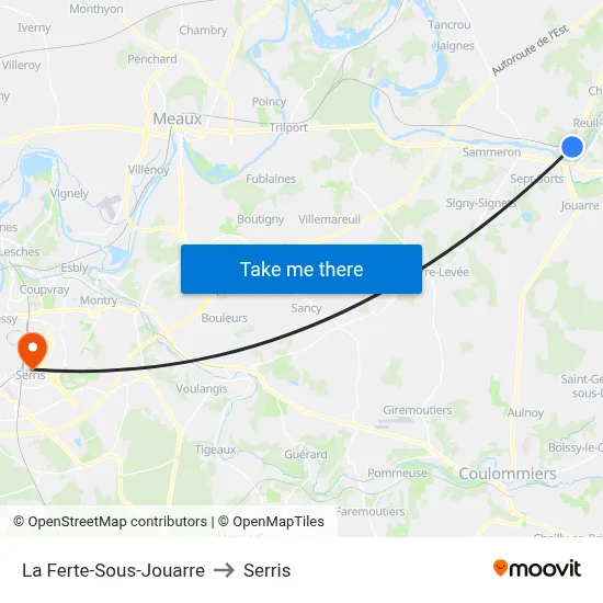 La Ferte-Sous-Jouarre to Serris map