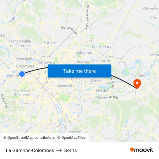 La Garenne-Colombes to Serris map