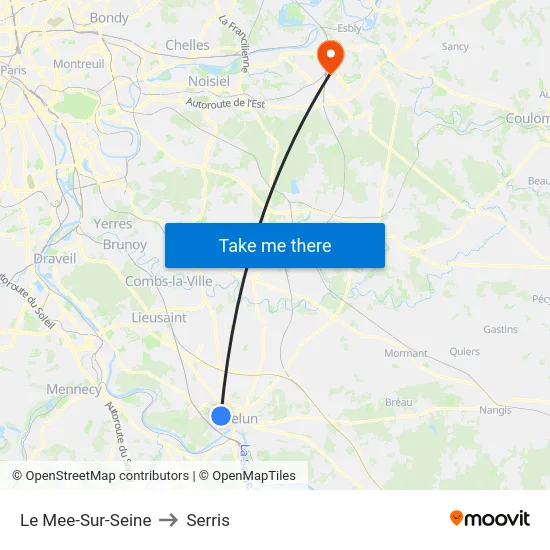 Le Mee-Sur-Seine to Serris map