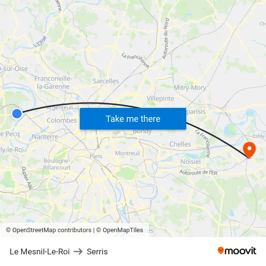 Le Mesnil-Le-Roi to Serris map