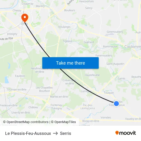 Le Plessis-Feu-Aussoux to Serris map