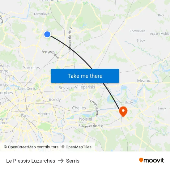 Le Plessis-Luzarches to Serris map
