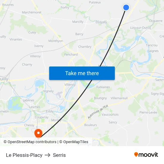 Le Plessis-Placy to Serris map