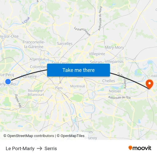Le Port-Marly to Serris map