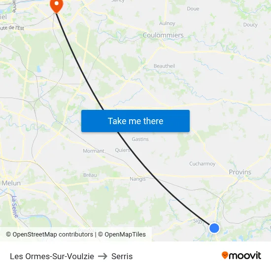 Les Ormes-Sur-Voulzie to Serris map