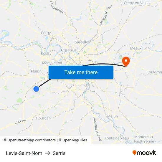 Levis-Saint-Nom to Serris map