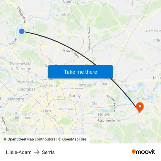L'Isle-Adam to Serris map