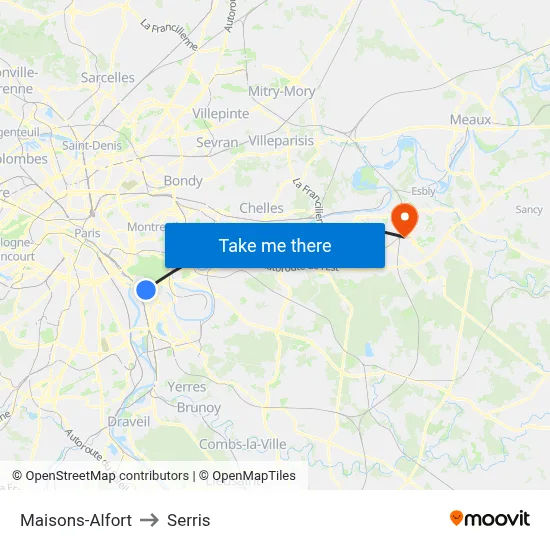 Maisons-Alfort to Serris map
