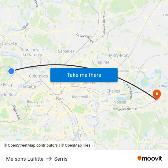 Maisons-Laffitte to Serris map