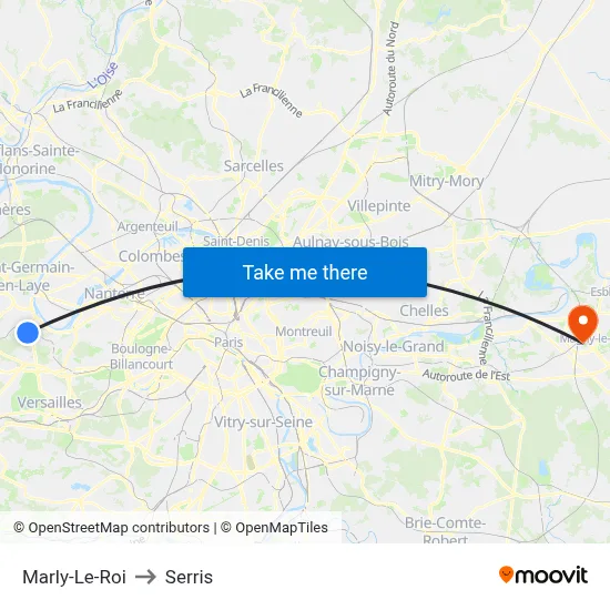 Marly-Le-Roi to Serris map