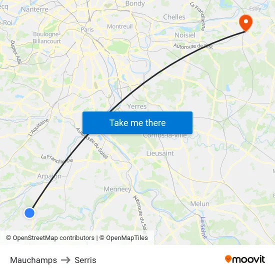 Mauchamps to Serris map