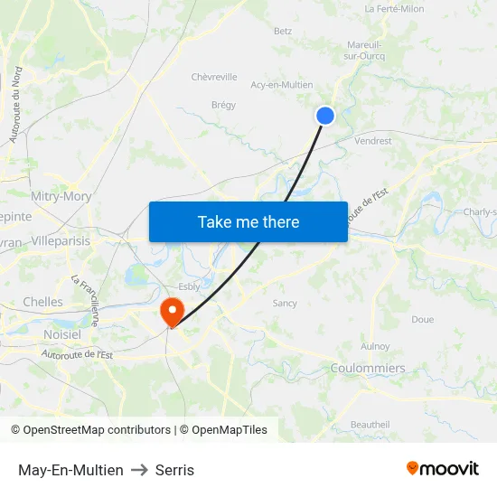 May-En-Multien to Serris map
