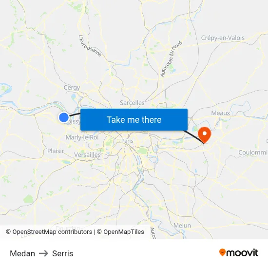 Medan to Serris map