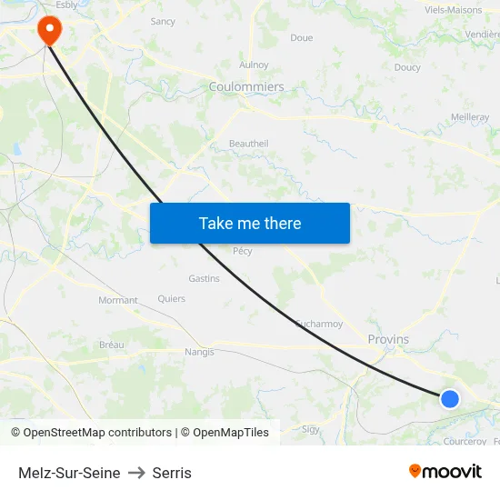 Melz-Sur-Seine to Serris map
