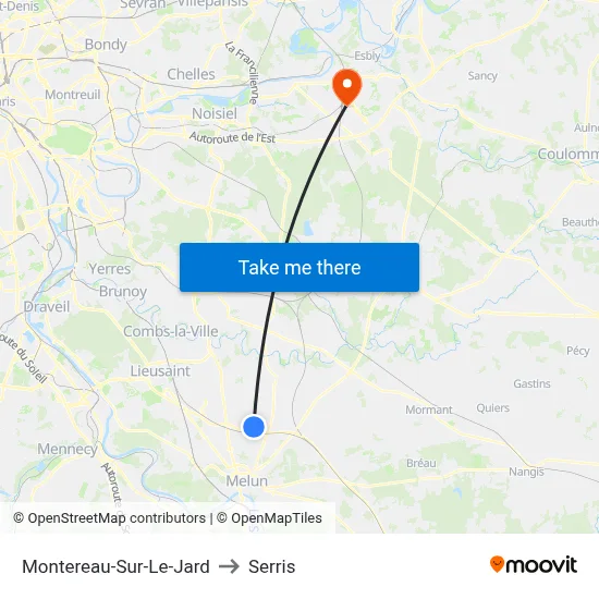 Montereau-Sur-Le-Jard to Serris map