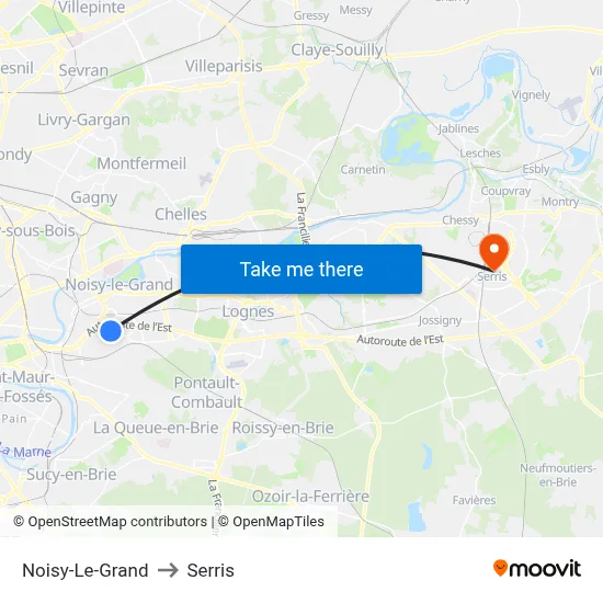 Noisy-Le-Grand to Serris map