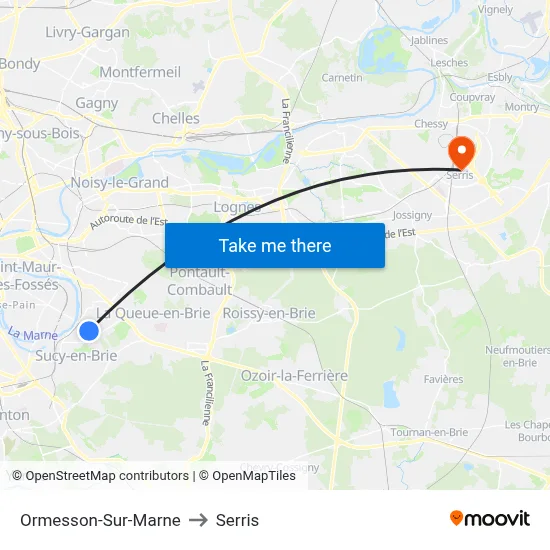 Ormesson-Sur-Marne to Serris map