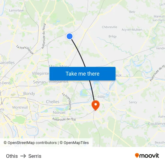 Othis to Serris map