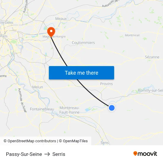Passy-Sur-Seine to Serris map