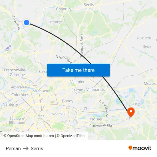 Persan to Serris map