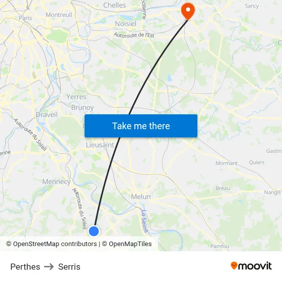 Perthes to Serris map