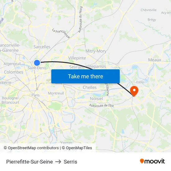 Pierrefitte-Sur-Seine to Serris map