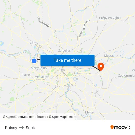 Poissy to Serris map