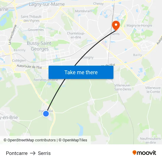 Pontcarre to Serris map