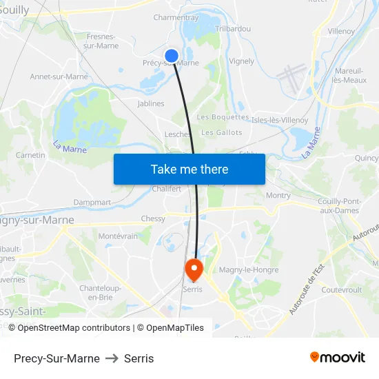 Precy-Sur-Marne to Serris map