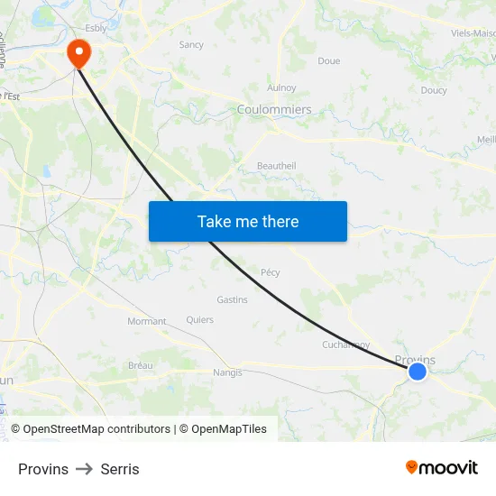 Provins to Serris map