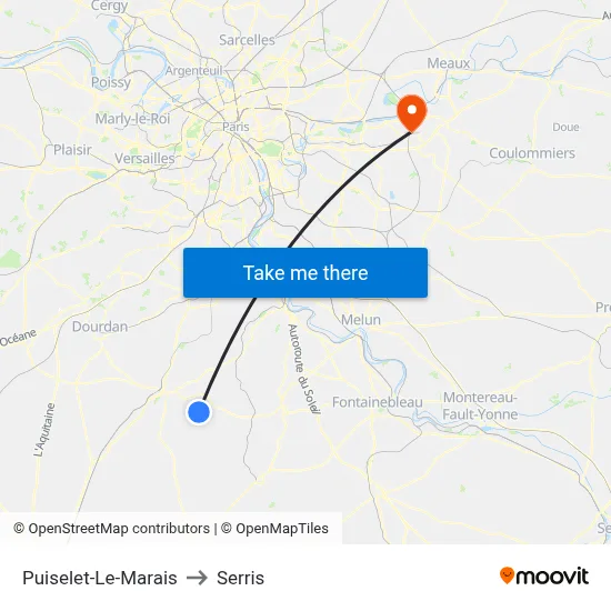 Puiselet-Le-Marais to Serris map