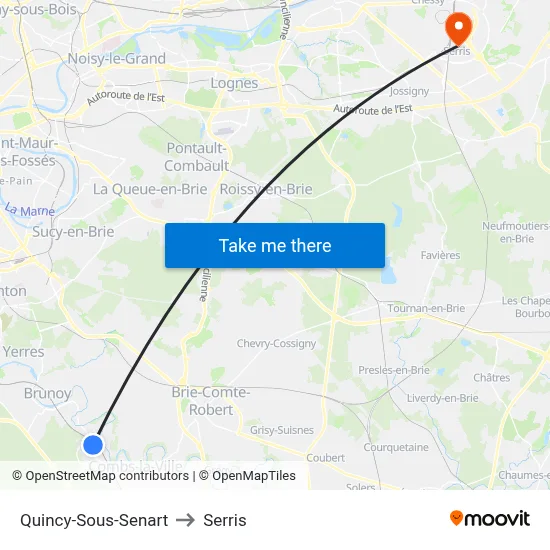Quincy-Sous-Senart to Serris map