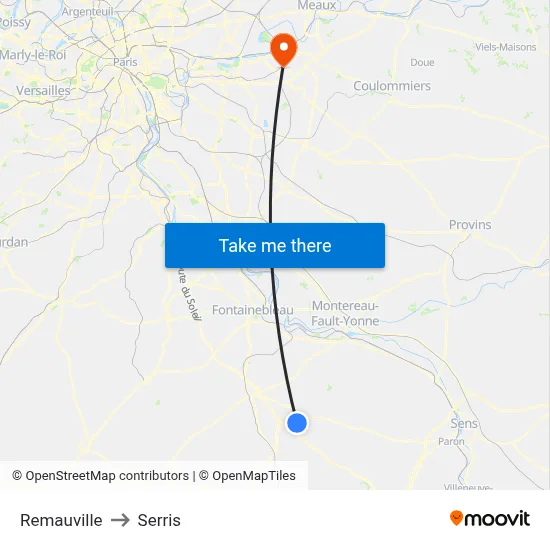 Remauville to Serris map