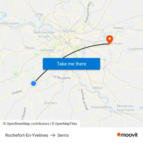 Rochefort-En-Yvelines to Serris map