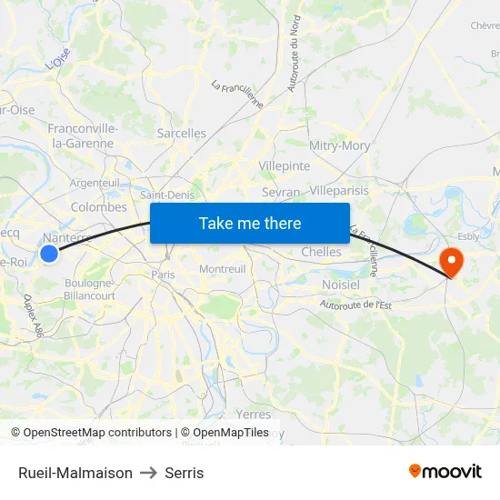 Rueil-Malmaison to Serris map