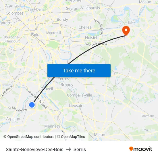 Sainte-Genevieve-Des-Bois to Serris map